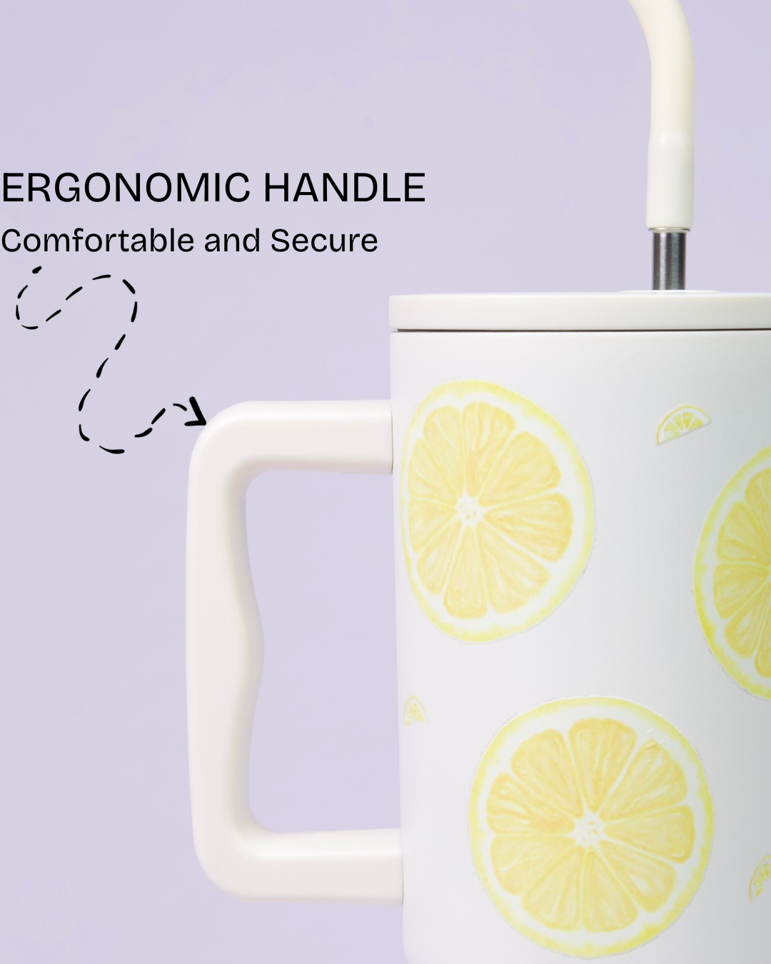 Aartara Lemon 1.2L BPA-free SS tumbler, thermosteel, 12hrs cold 7hrs hot, funky design with vibrant round lemons, aesthetic collectible bottle
