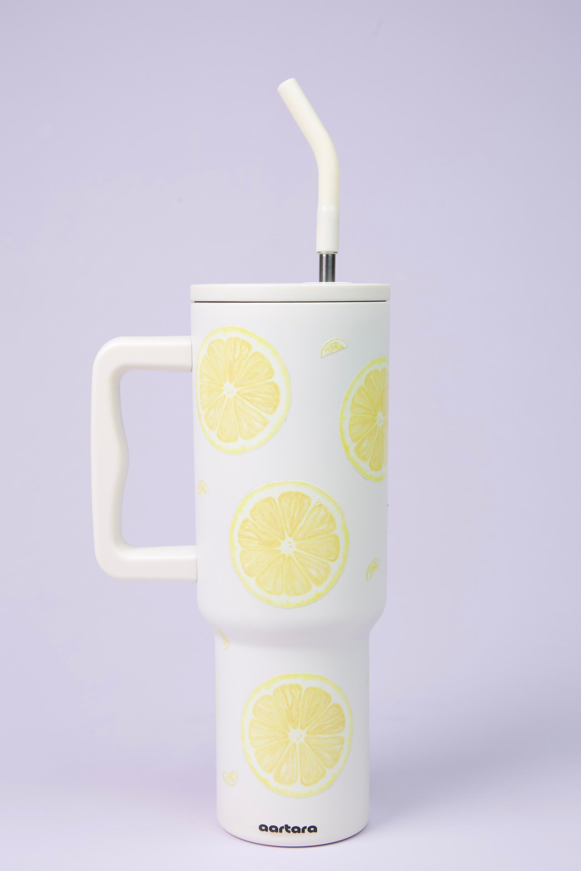 Aartara Lemon 1.2L BPA-free SS tumbler, thermosteel, 12hrs cold 7hrs hot, funky design with vibrant round lemons, aesthetic collectible bottle
